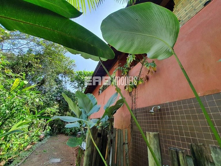 Casa de palafita, cercada por árvores