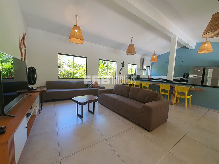 Com ar e piscina, a 120m da praia de Itamambuca